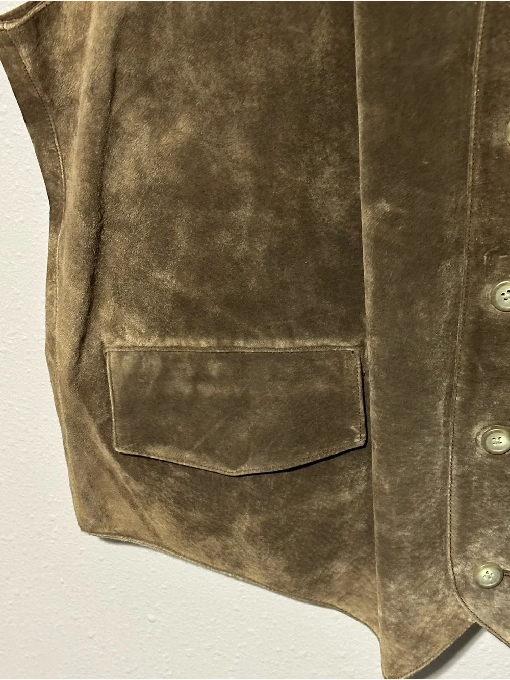The Territory Ahead Vest Tan Brown Button Quilted Western Leather suede VTG -XXL